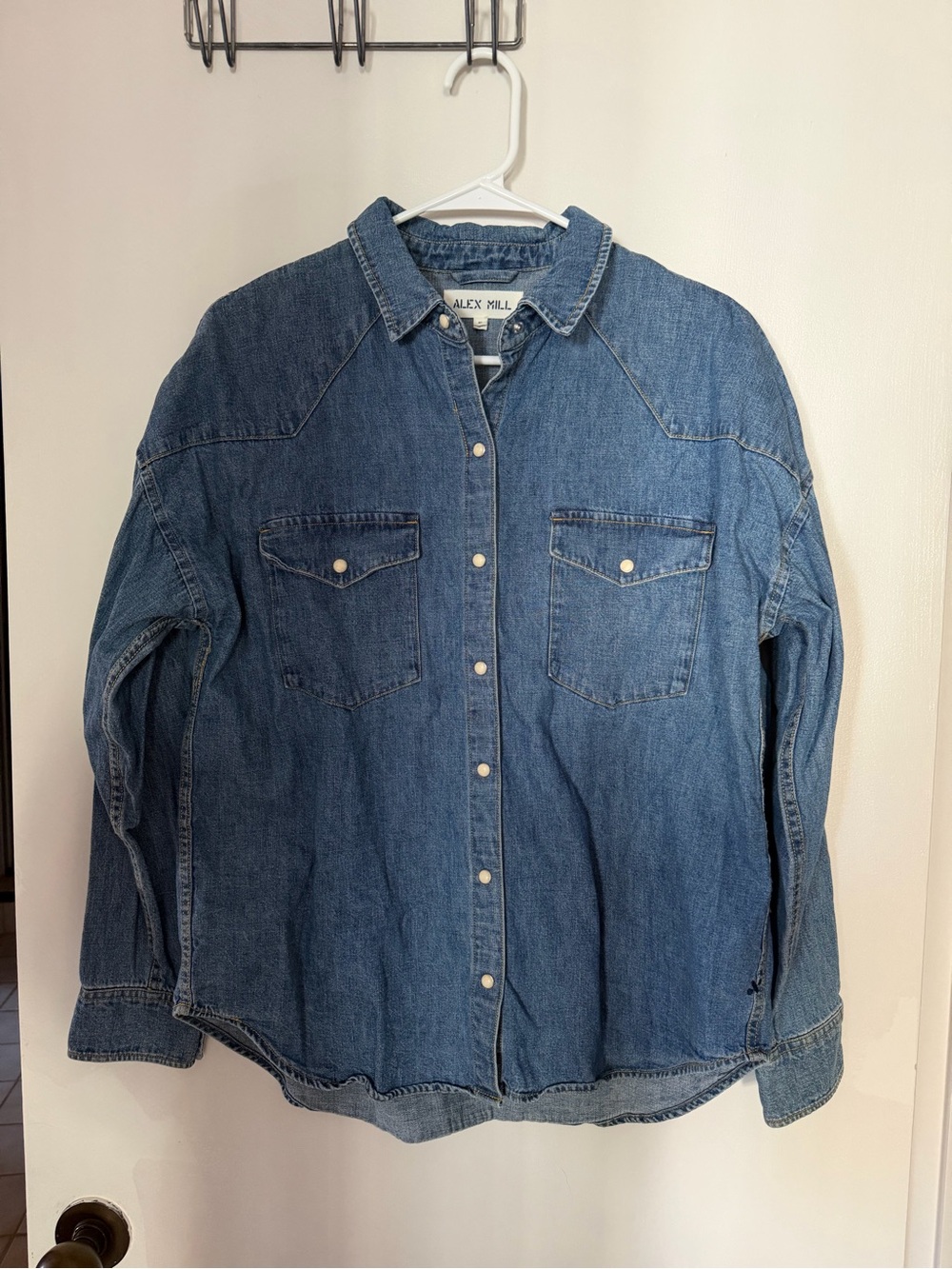 Alex Mill Womens Medium Wash Western Denim Snap Front Shirt Jacket Size Small